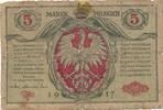 Deutschland Deutsches Reich Polen 5 Marek Darlehnskassenschein, Generalgouvernement Warschau -