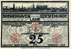 Deutschland, Deutsches Reich 25 Pfennig 1 x Notgeldschein, Bremerhafen / Geestemünde / Lehe -