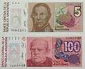 Argentinien 5, 10 Australes Banknote 2 Stück -