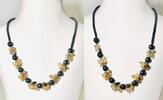 Collier Kette Hämatit- Stein- Halskette mit Tigereye Blumen, Magnetverschluss Halskette -