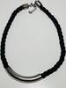 Collier Kette Schwarze dicke Halskette mit Metallakzent -