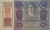 Österreich 50 Kronen Banknote, mit Aufdruck Deutschösterreich -