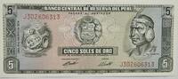 Peru 5 Soles de Oro Banknote -