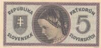Slowakei Slovakei 5 Korun Kronen Banknote, RAD: A 001 -