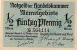 Deutsches Reich Deutschland 1/2 Mark Memel Memelgebiet Ostpreußen Memelland, KN 6stellig -