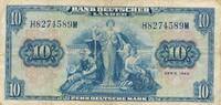 Deutschland BRD Bank Deutscher Länder 10 Deutsche Mark DM Banknote, H/M -