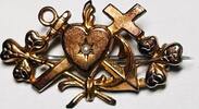 Antik Schmuck Antike Brosche: Glaube- Liebe- Hoffnung -