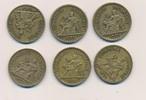 Frankreich 2 Francs Münzenlot Lot 6 x 2 Francs 1921 1922 1923 1924 1925 1926 Paris 3. Republik -