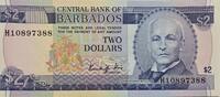 Barbados 2 Dollars 1986 Banknote unc- 11,00 EUR  + 6,00 EUR frais d'envoi