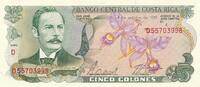 Costa Rica 5 Colones 1989 Banknote unc 8,00 EUR  + 6,00 EUR frais d'envoi