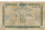 Frankreich, Weimarer Republik, Besetztes 1 Franc 1919-1935 Banknote III- 4,00 EUR  + 6,00 EUR frais d'envoi