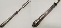 Fleischbesteck Besteck 800er Silber Fleischgabel Gabel mit Monogram -