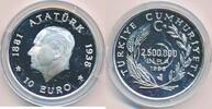 Türkei Türkiye 10 Euro 2.500.000 Lira Türkiye Cumhuriyeti T.C. 60. Ölüm Günü Mustafa Kemal Atatürk -
