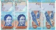 Venezuela 2 Bolivares Banknote Geldschein 2 Stück 2 Bolivares (unc) Lot -