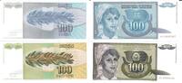 Jugoslawien 100 Dinara Banknote Geldschein 2 Stück 100 Dinara (1991 und 1992) LOT -
