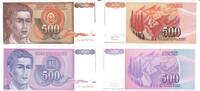 Jugoslawien 500 Dinara Banknote Geldschein 2 Stück 500 Dinara (1991 und 1992) LOT -