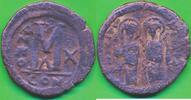 Byzanz 1 Follis M Justinus II. und Sophie -