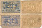 Deutschland 2x 10 Pfennig Banknote, Bank Deutscher Länder, 2 Scheine -