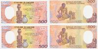 Gabun / Gabon 500 Francs 2x folgende Nummern , 2 Scheine -
