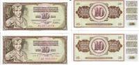 Jugoslawien 10 Dinara Banknote Geldscheine 10 Dinara ( 1968 und 1978) unc 2 Scheine -
