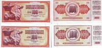 Jugoslawien 100 Dinara Banknote Geldscheine 100 Dinara 1965 und 1986 (unc) 2 Scheine -