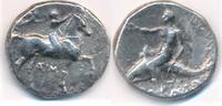 Antike Griechisch Nomos KALABRIEN CALABRIA TARENTUM NOMOS STATER NIKE PHALANTOS DOLPHIN TARENT -