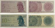 Indonesien 5,10 Sen Banknoten 2 Stück Lot -