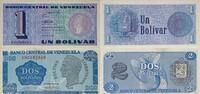 Venezuela 1 Bolivar, 2 Bolivares Banknoten 2 Stück Lot -