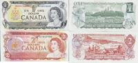 1, 2 Dollar 1973, 1974 Kanada Banknote I