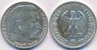 Deutschland Drittes Reich 5 Reichsmark Hindenburg ohne Hakenkreuz -