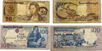 Portugal 50,100 Escudos Banknoten 2 Stück Lot -