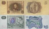 Sweden,Schweden 5,10 Kronor Banknoten 2 Stück Lot -