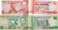 Gambia 5 und 10 Dalasis o.D. (1996-2002) 2 Scheine III+ 6,00 EUR prix TTC + 6,00 EUR frais d'envoi