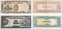 PHILIPPINES 5,10 Pesos Banknoten 2 Stück Lot, THE JAPANESE GOVERNMENT, mit Stempel -
