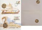 Griechenland, Portugal 20 Drachmen, 25 Escudos Münze und Briefmarke Numisbrief, 2 Stück lot -