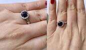 Silberring mit violettem Stein und weißen Steinen 925er Sterling Silberschmuck -