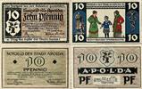 Deutschland, Deutsches Reich 2 x 10 Pfennig 2 x Notgeldschein, Notgeld der Stadt Apolda -