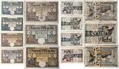 Deutschland, Deutsches Reich 3 x 1, 3 x 2 Mark, 50 Pfennig 7 x Notgeldschein, Stadt Beckum -