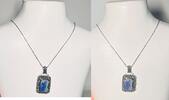 Silberschmuck 900er Silber Geschnitzter Soldieranhänger blau Silber Halskette, -