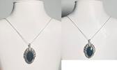 Silberschmuck 835er Silber Gothic Silber Halskette mit schwarzen Stein -