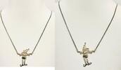 Silberschmuck 925er Silber Silberhalskette mit beweglichem Figurenanhänger, Silber Halskette -