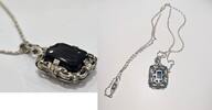 Silberschmuck 835er Silber Silber Halskette mit Onyx Silberkette Anhänger -