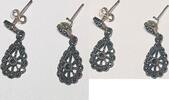 Silberschmuck 925er Silber Vintage Tropfenohrringe mit Markasiten Ohrstecker -
