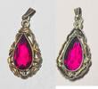 Antik Schmuck Vintage Anhänger mit rosa Stein in tropfenform -