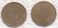 Frankreich 2 Centimes Cereskopf, Prägung A Paris Cérès III REPUBLIC -