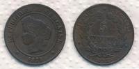 Frankreich 5 Centimes Cereskopf, Prägung A Paris Cérès III REPUBLIC -