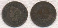 Frankreich 5 Centimes Cereskopf, Prägung A Paris Cérès III REPUBLIC -