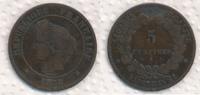 Frankreich 5 Centimes Cereskopf, Prägung K Bordeux Cérès III REPUBLIC -