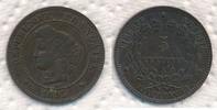 Frankreich 5 Centimes Cereskopf, Prägung A Paris Cérès III REPUBLIC -