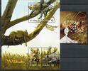 Briefmarken St. Kitts 2005 Raubkatzen Leoparden Ozelot Tiger Wildkatzen 838-841 Block 68 MNH -